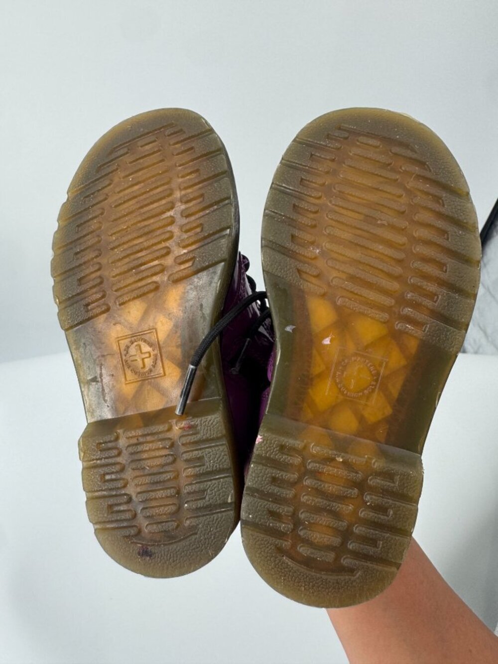 Dr. Martens Purple Patent Leather Kids Lace-Up Boots With Side Zipper Durable So - Picture 9 of 9